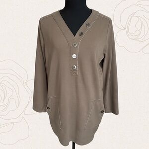 Soft Surroundings Button Front Tunic Top – 100% Cotton – Size Medium